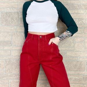 Cool red Rockies mountain high rise jeans